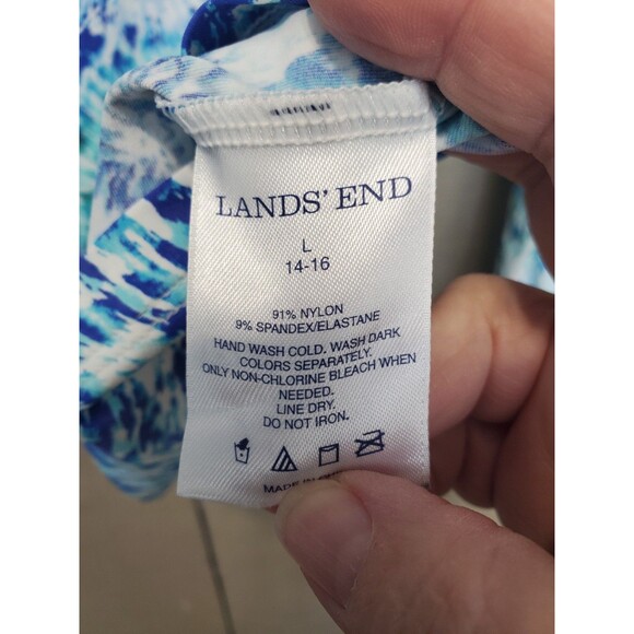 Lands' End Women's Tie-Dye Print Long Sleeve Rash Guard Swim Tee Size L (14-16) - Picture 5 of 5